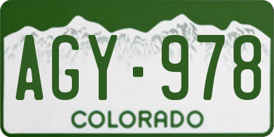 CO license plate AGY978