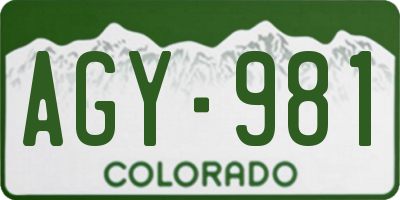 CO license plate AGY981