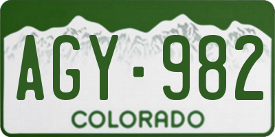 CO license plate AGY982