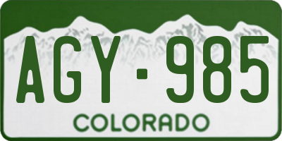 CO license plate AGY985