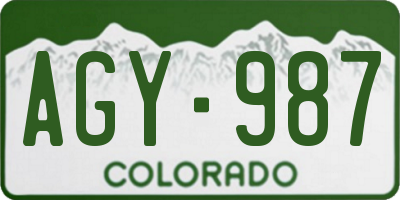CO license plate AGY987
