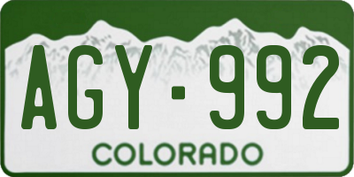 CO license plate AGY992
