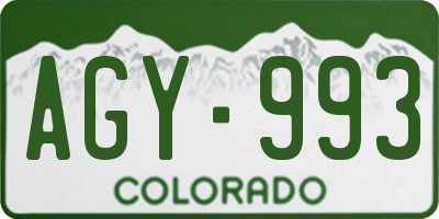 CO license plate AGY993