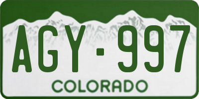 CO license plate AGY997