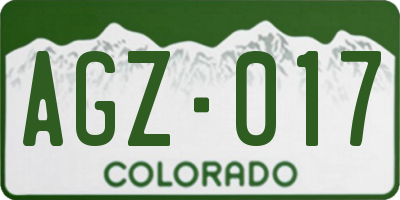 CO license plate AGZ017