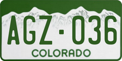 CO license plate AGZ036
