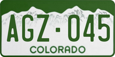 CO license plate AGZ045