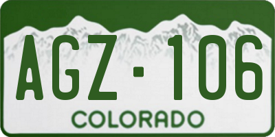 CO license plate AGZ106