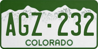 CO license plate AGZ232