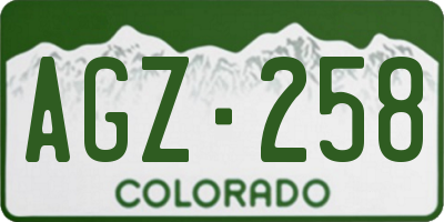 CO license plate AGZ258