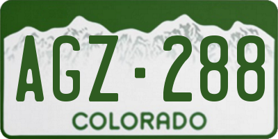 CO license plate AGZ288