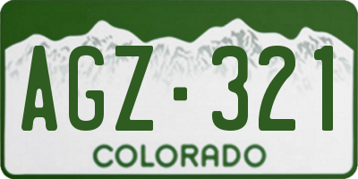 CO license plate AGZ321