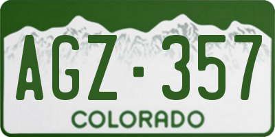 CO license plate AGZ357