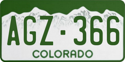 CO license plate AGZ366