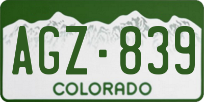 CO license plate AGZ839
