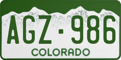 CO license plate AGZ986