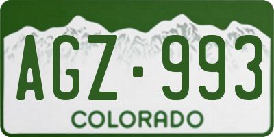CO license plate AGZ993