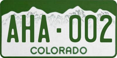 CO license plate AHA002