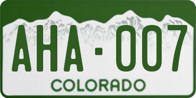 CO license plate AHA007