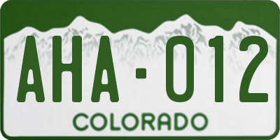 CO license plate AHA012