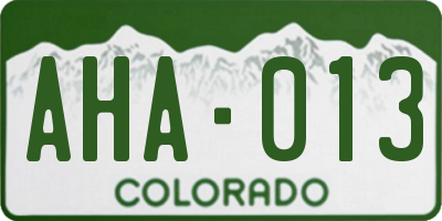 CO license plate AHA013