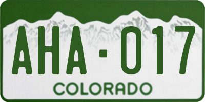 CO license plate AHA017