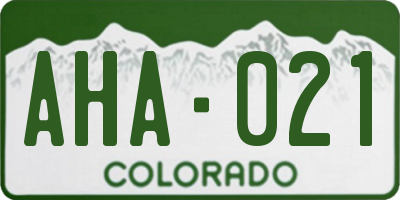CO license plate AHA021
