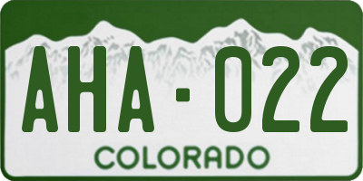 CO license plate AHA022