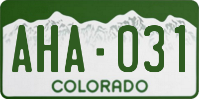 CO license plate AHA031