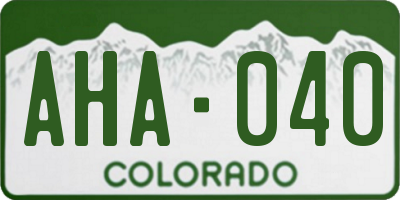CO license plate AHA040