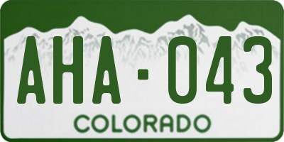 CO license plate AHA043