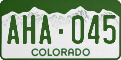 CO license plate AHA045