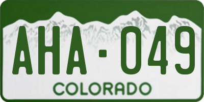 CO license plate AHA049