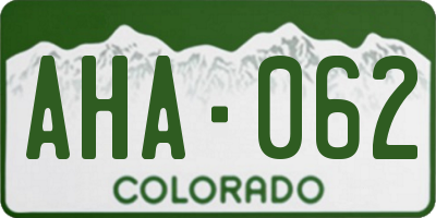 CO license plate AHA062