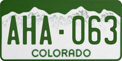 CO license plate AHA063