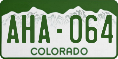 CO license plate AHA064