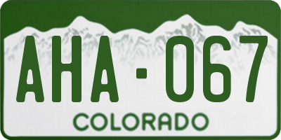 CO license plate AHA067