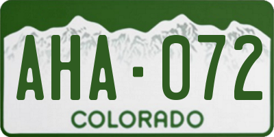 CO license plate AHA072