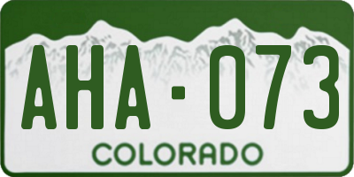 CO license plate AHA073