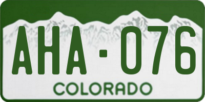 CO license plate AHA076