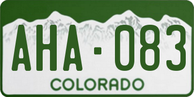 CO license plate AHA083