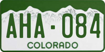 CO license plate AHA084