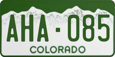 CO license plate AHA085