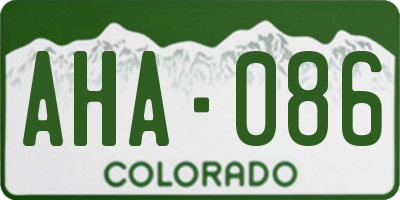 CO license plate AHA086