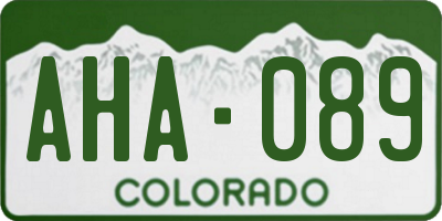 CO license plate AHA089