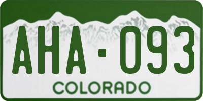 CO license plate AHA093
