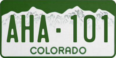 CO license plate AHA101