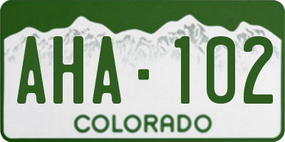 CO license plate AHA102