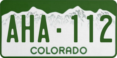 CO license plate AHA112