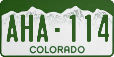 CO license plate AHA114